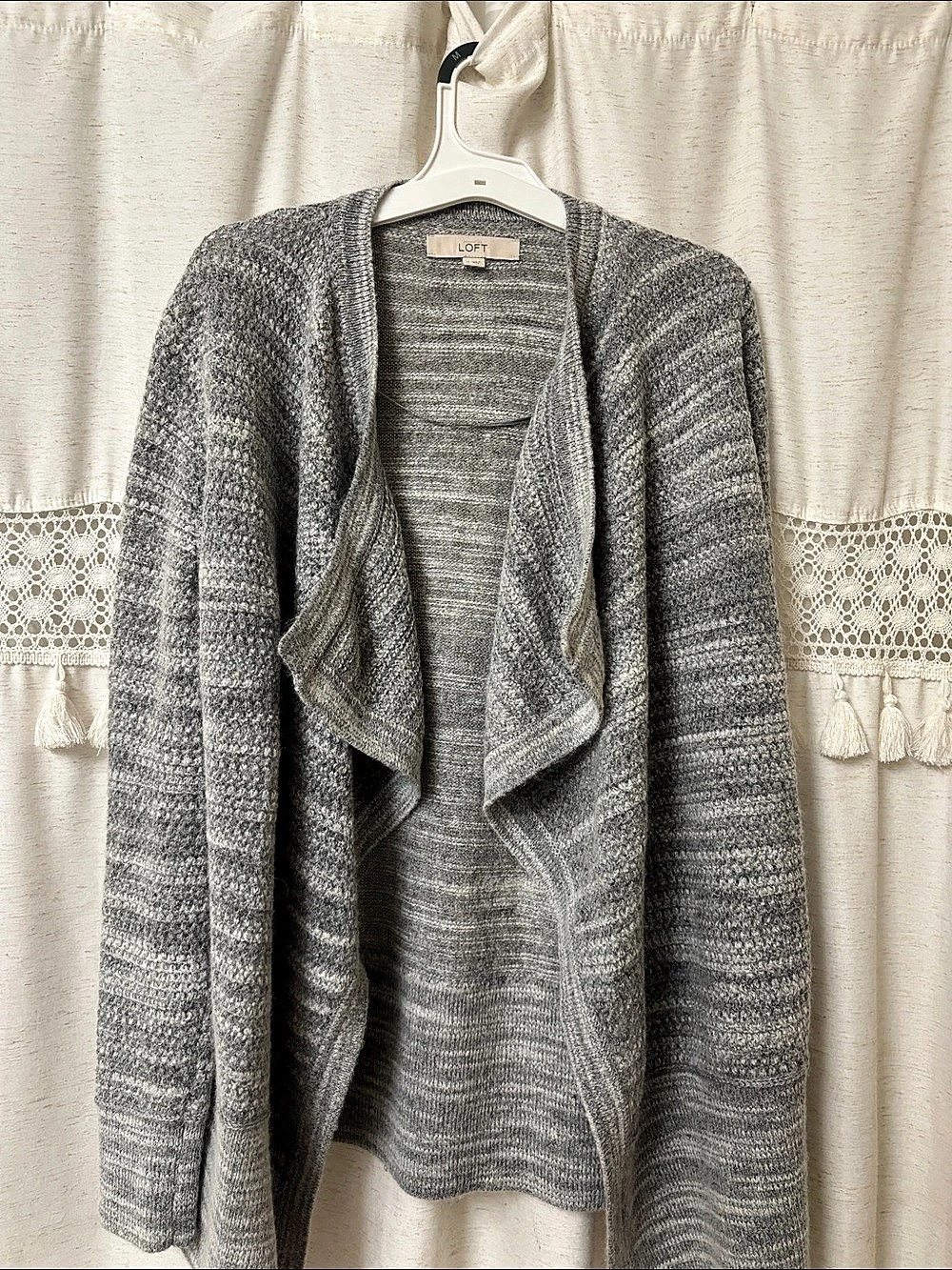 LOFT Gray Draped Cardigan Size Medium Like New